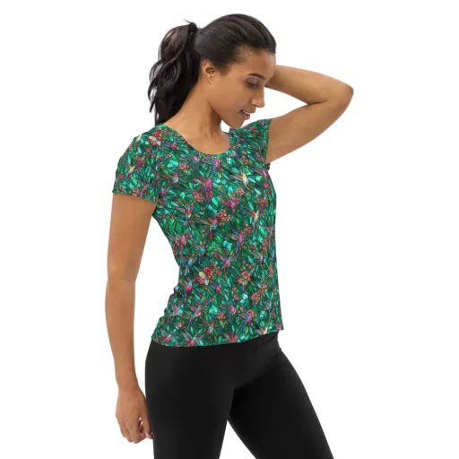 Jewelwing Aviary on a Women's Athletic T-Shirt