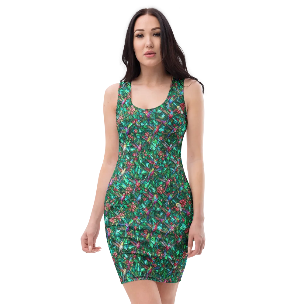 Jewelwing Aviary on Bodycon Dress — Front