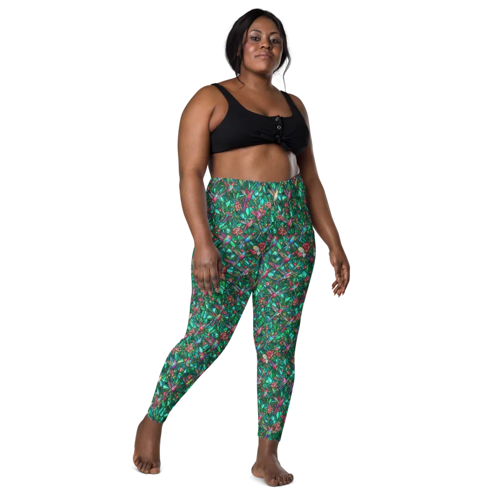 Jewelwing Aviary on Leggings with Pockets — Front