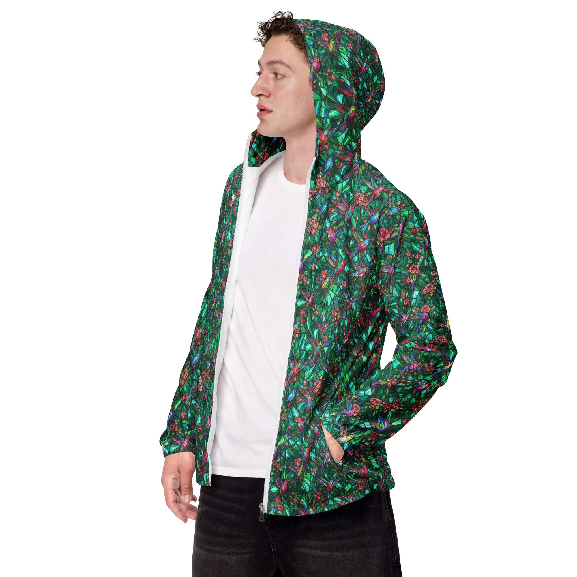 Jewelwing Aviary on Men's Windbreaker — Left Front