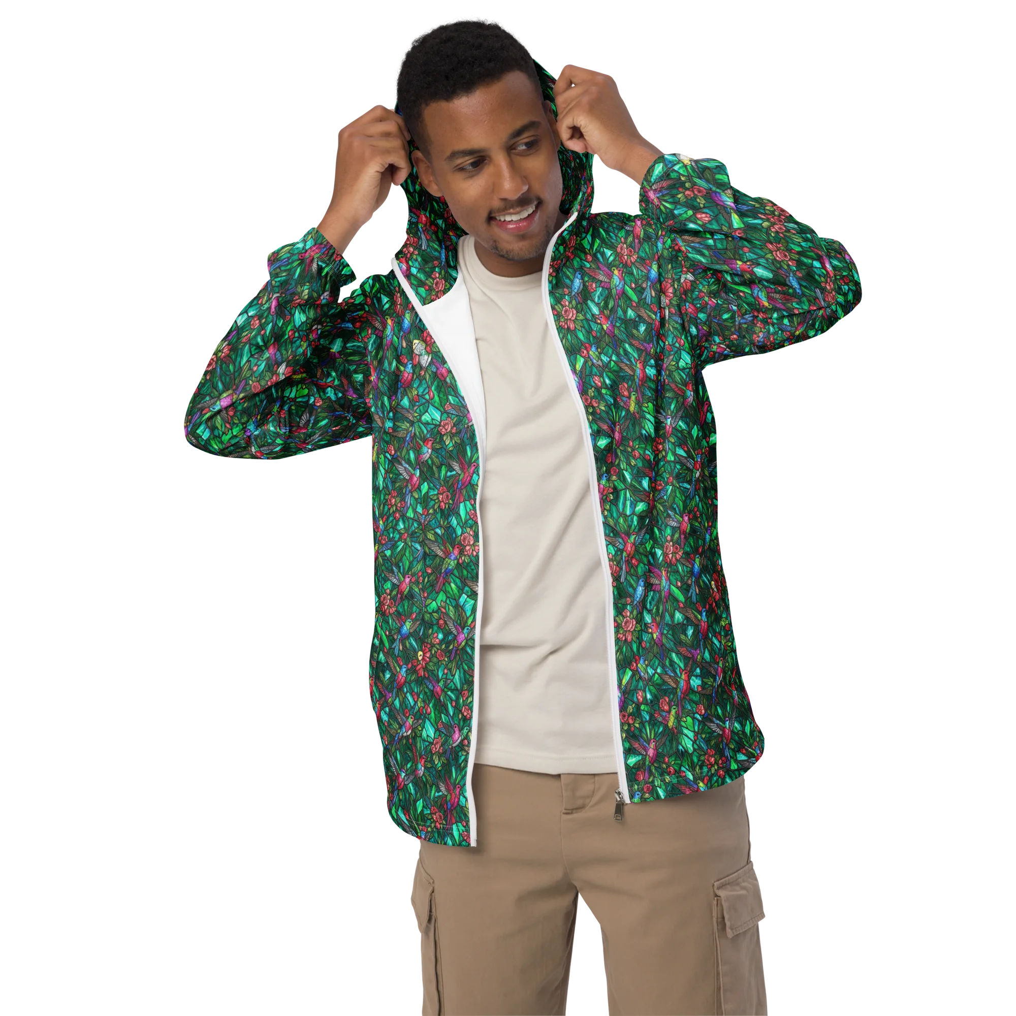 Jewelwing Aviary on Men's Windbreaker — Front