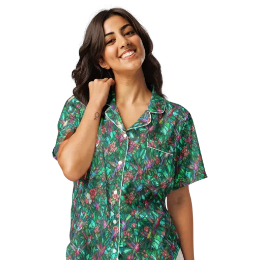 Jewelwing Aviary on a Women's Short Sleeve Pajama Top