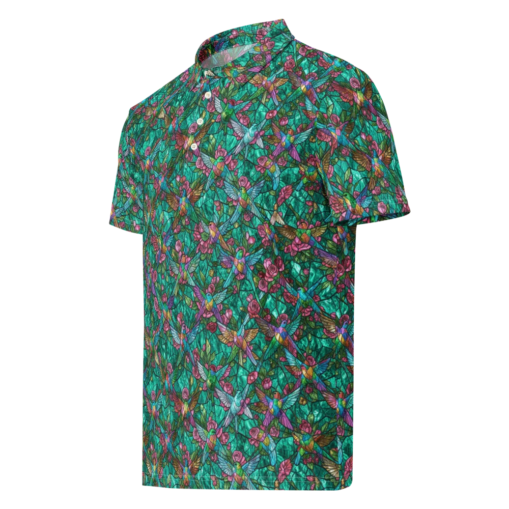 Emerald Aviary on Men's Slim Fit Polo Shirt — Left Front