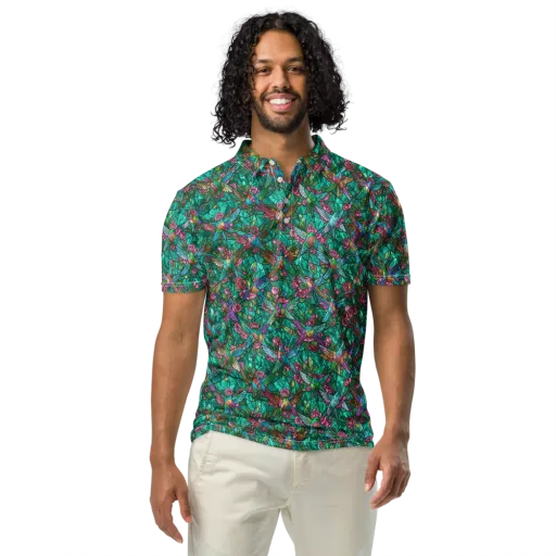 Emerald Aviary on a Men's Slim Fit Polo Shirt