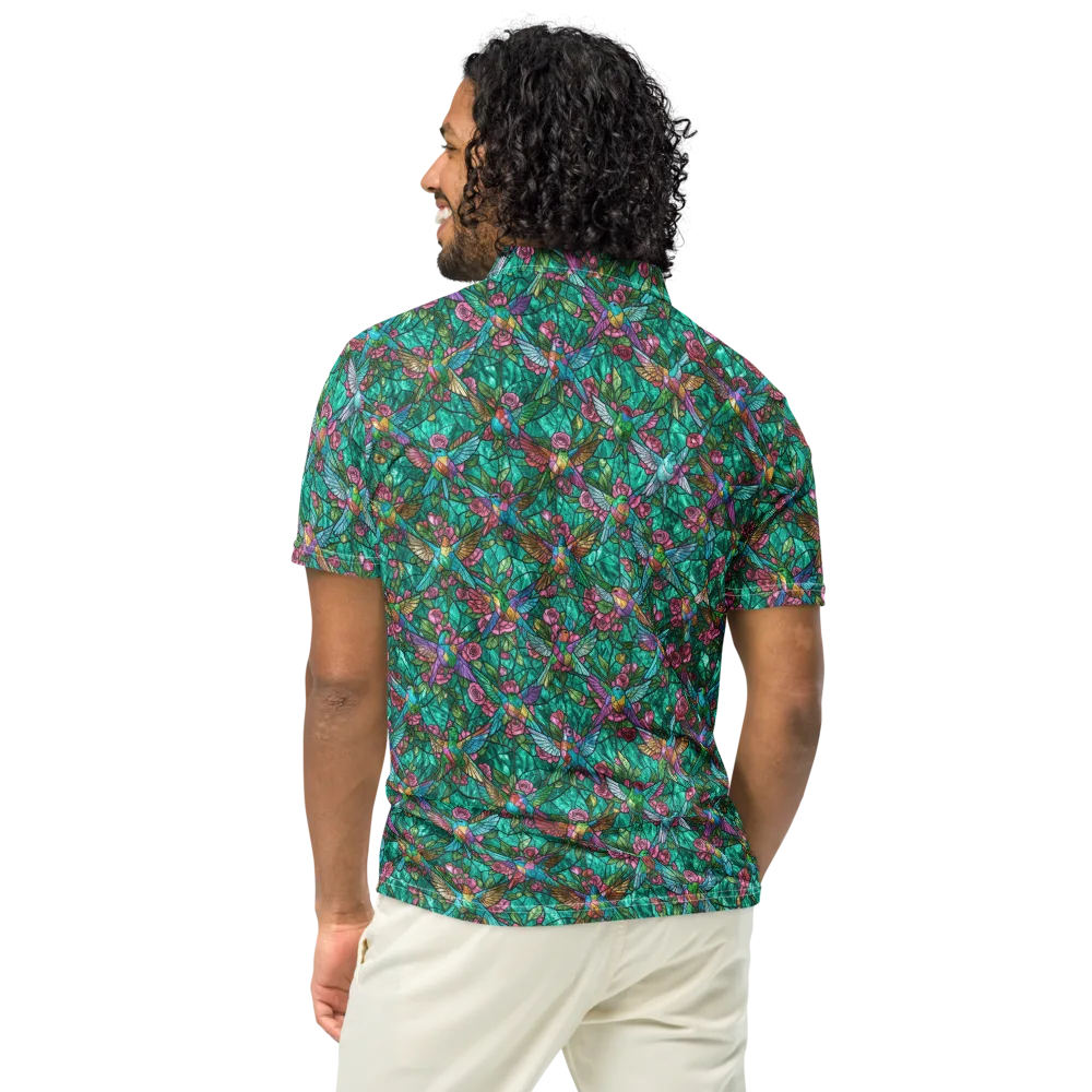 Emerald Aviary on Men's Slim Fit Polo Shirt — Back