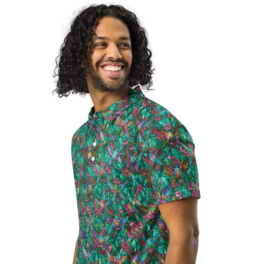 Emerald Aviary on Men's Slim Fit Polo Shirt — Left Front