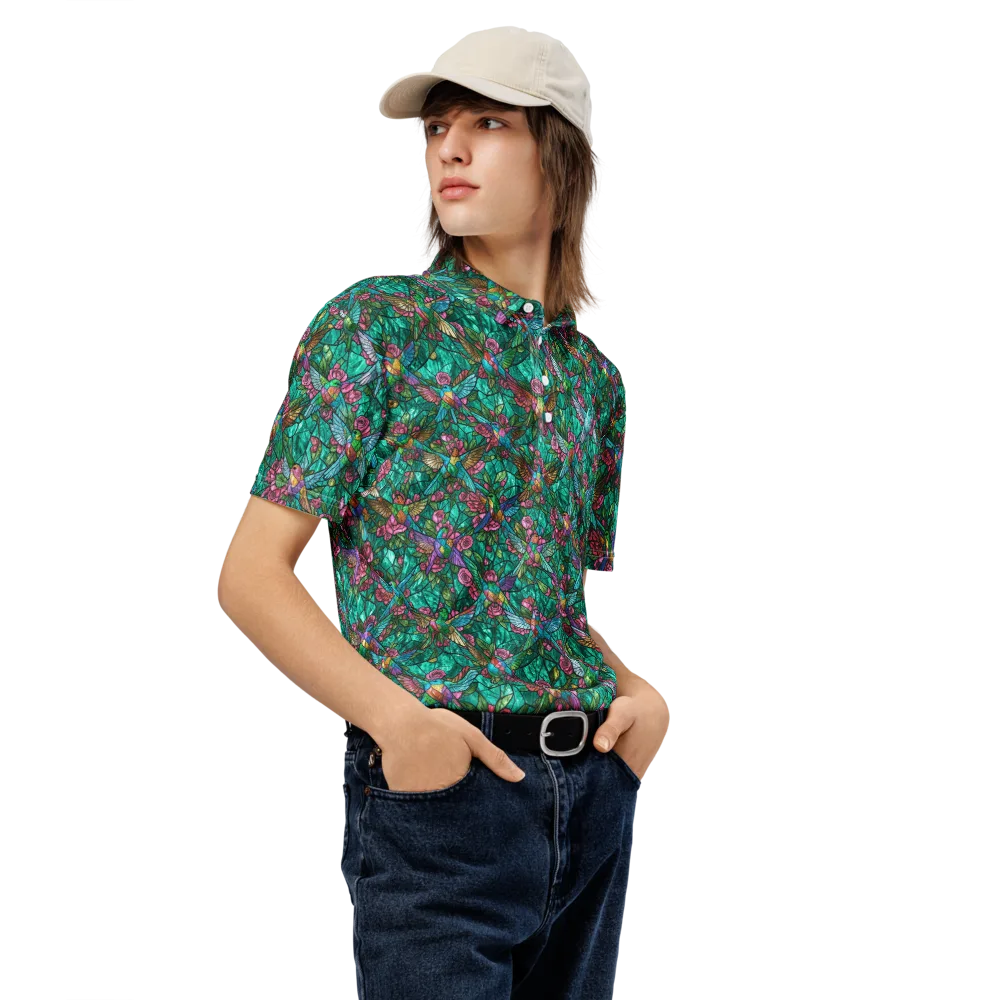 Emerald Aviary on Men's Slim Fit Polo Shirt — Right Front