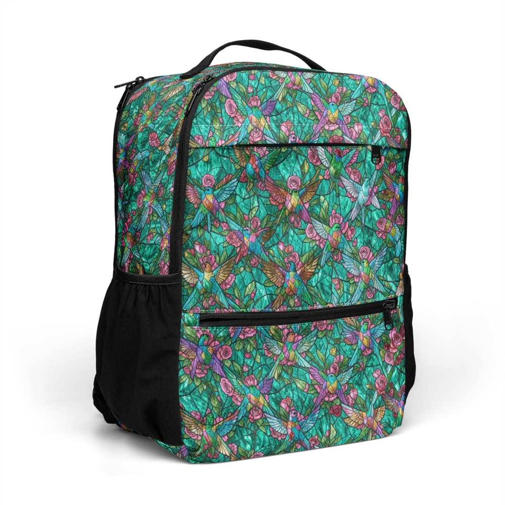 Emerald Aviary on Utility Backpack — Right Front