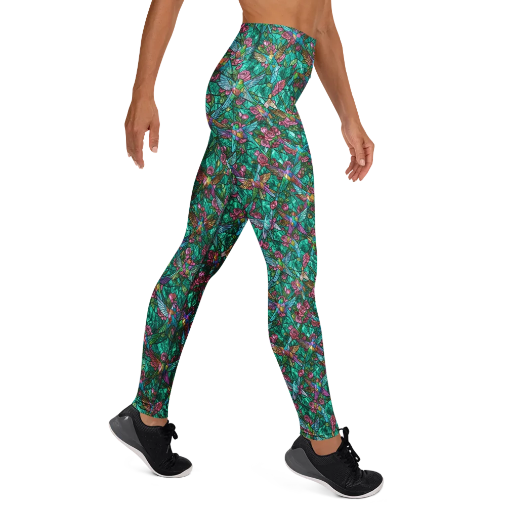 Emerald Aviary on Yoga Leggings — Right