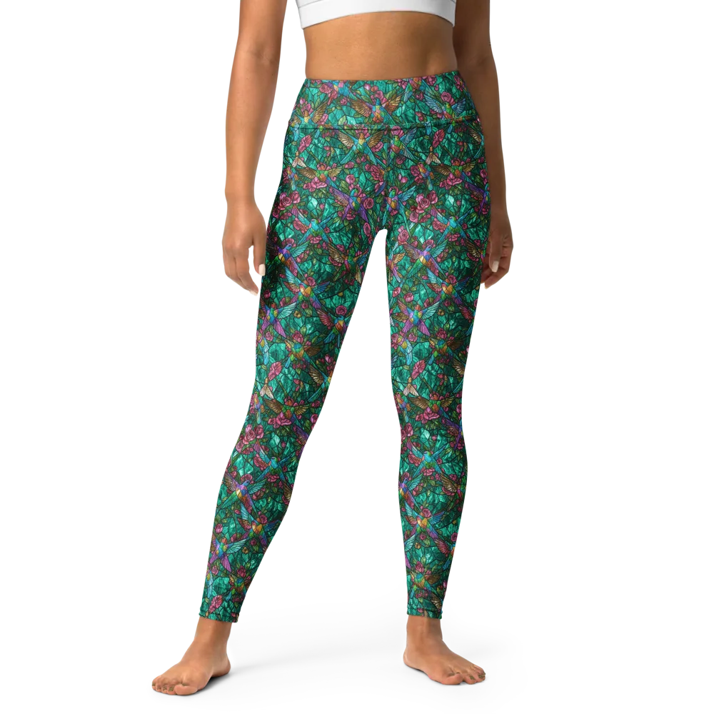 Emerald Aviary on Yoga Leggings — Front