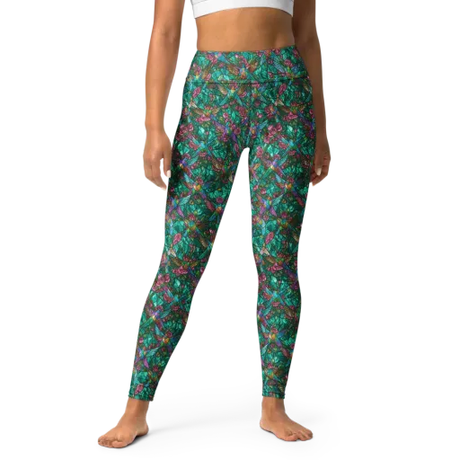 Emerald Aviary on a Yoga Leggings
