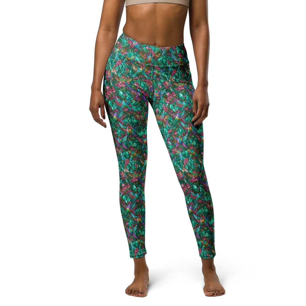 Emerald Aviary on Yoga Leggings — Front
