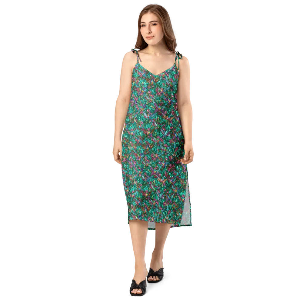 Emerald Aviary on Slip Dress — Front