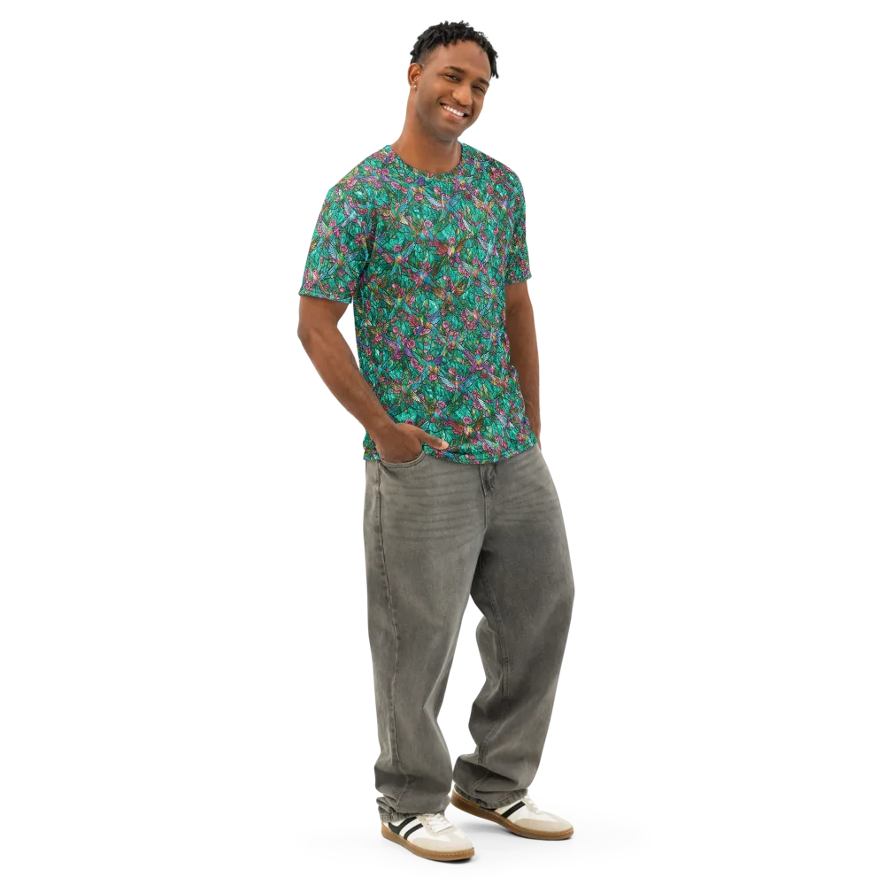 Emerald Aviary on Men's Cotton Crew Neck T-Shirt — Right Front