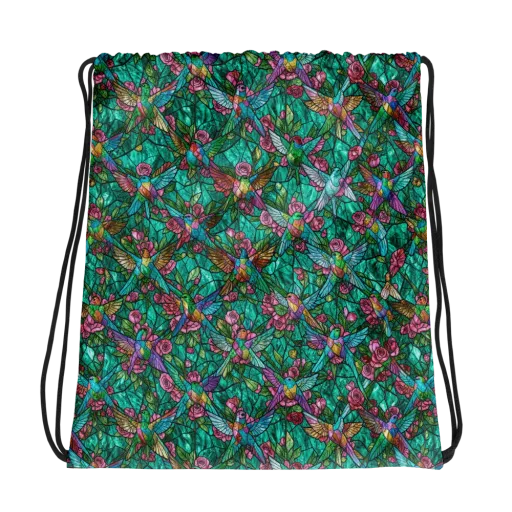 Emerald Aviary on a Drawstring Bag