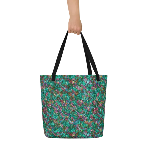 Emerald Aviary on a Large Tote Bag W/ Pocket