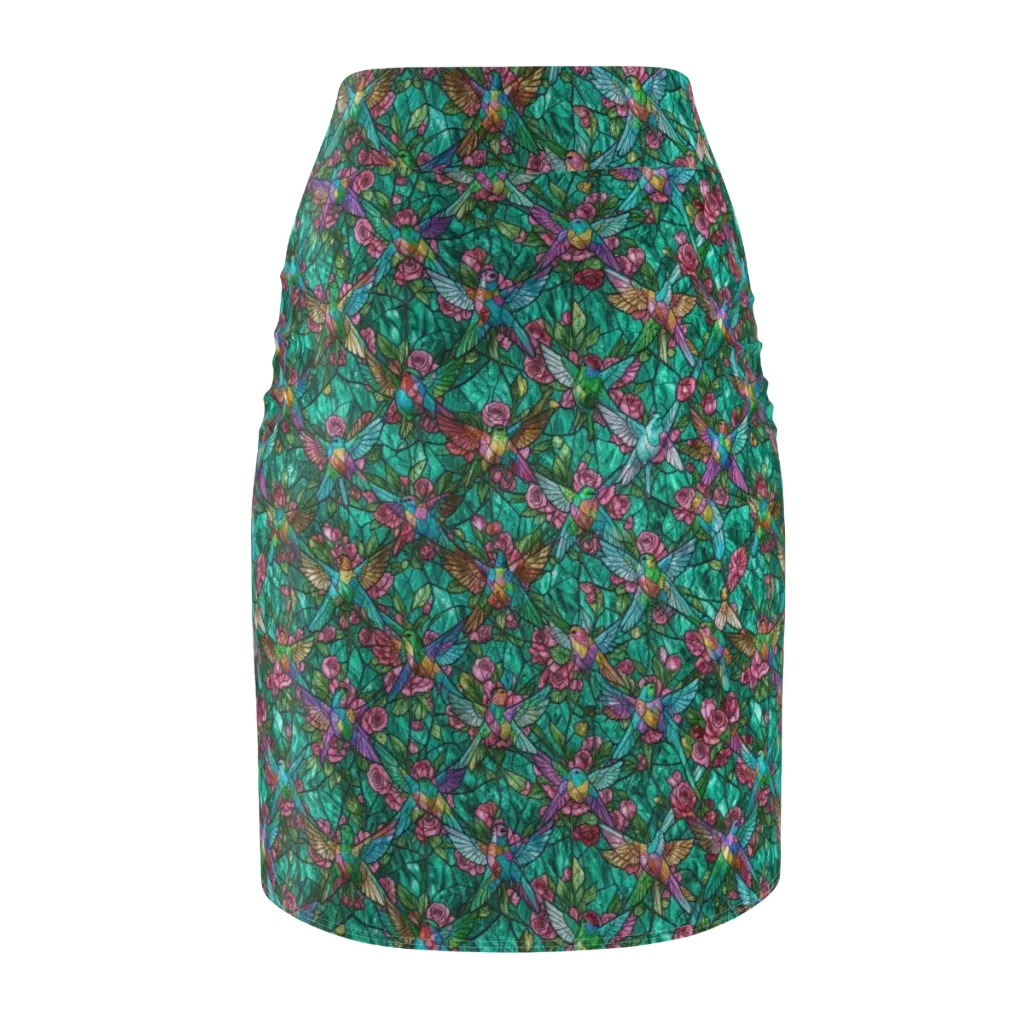 Emerald Aviary on Pencil Skirt — Back