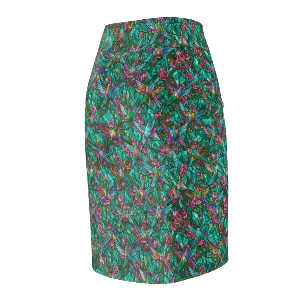 Emerald Aviary on Pencil Skirt — Back Side