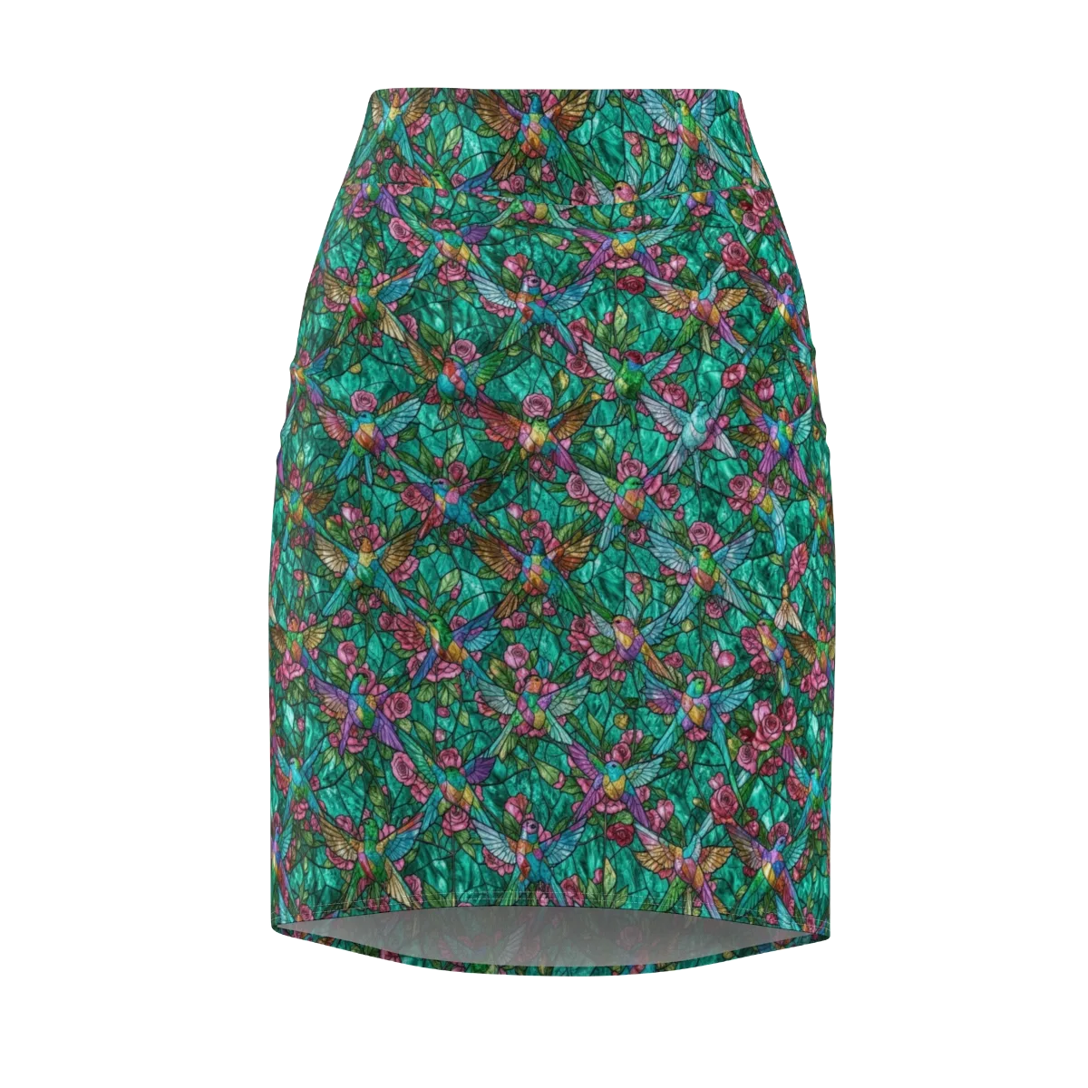 Emerald Aviary on Pencil Skirt — Front