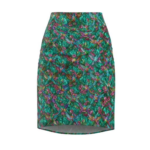Emerald Aviary on a Pencil Skirt
