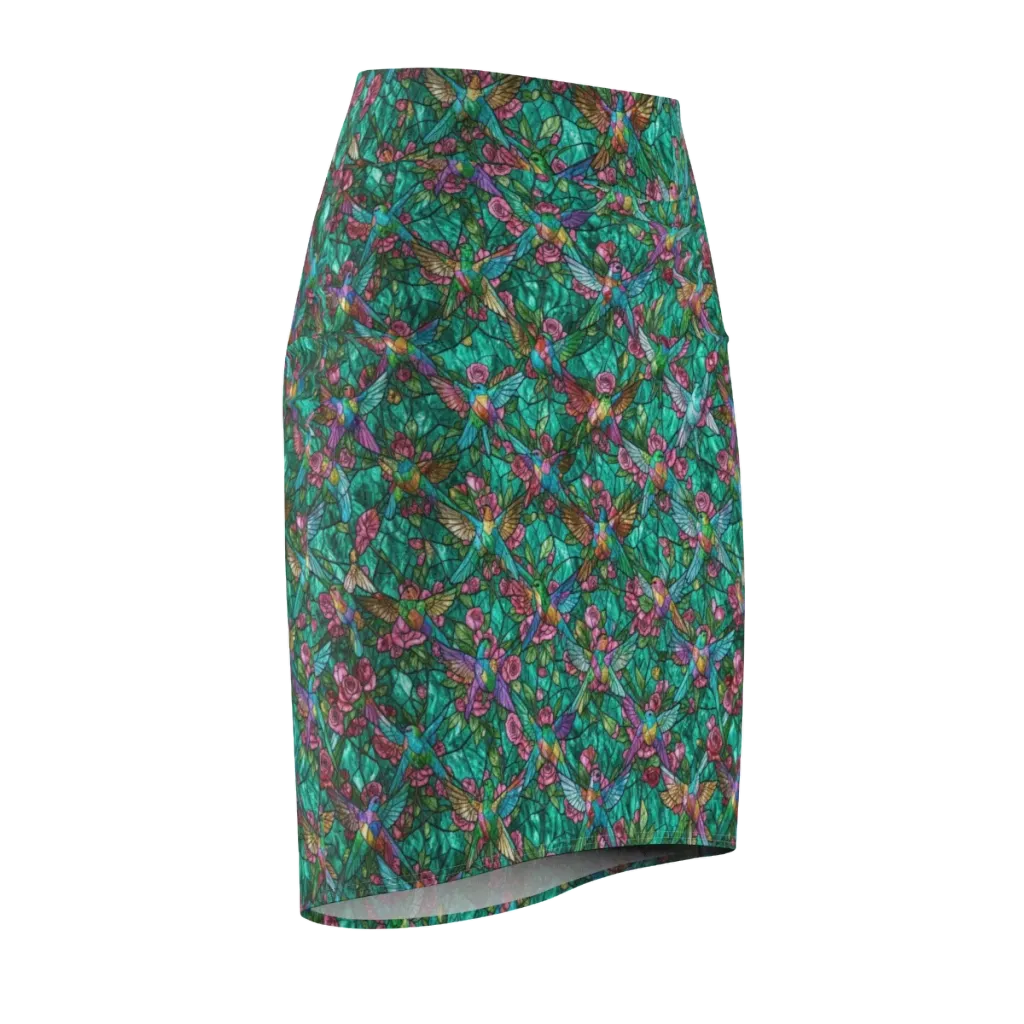 Emerald Aviary on Pencil Skirt — Front Side