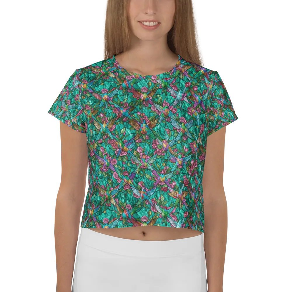 Emerald Aviary on Crop Tee — Front