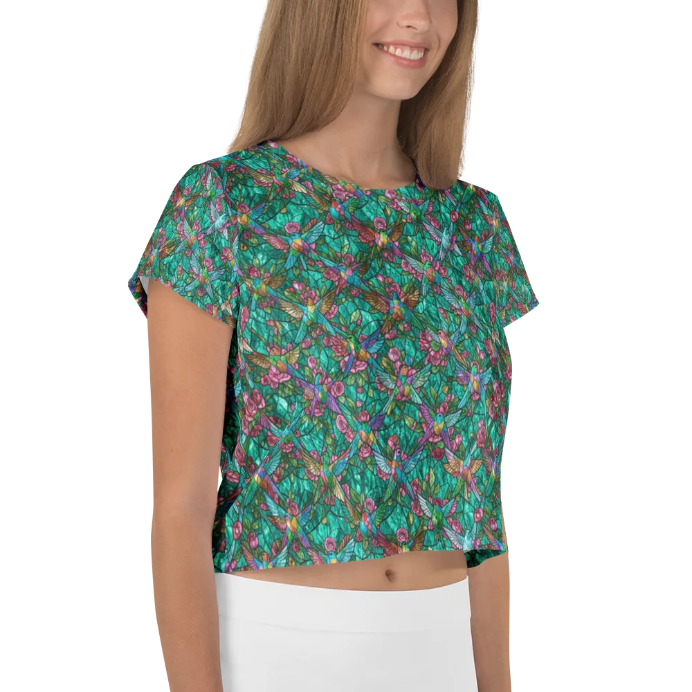 Emerald Aviary on Crop Tee — Right