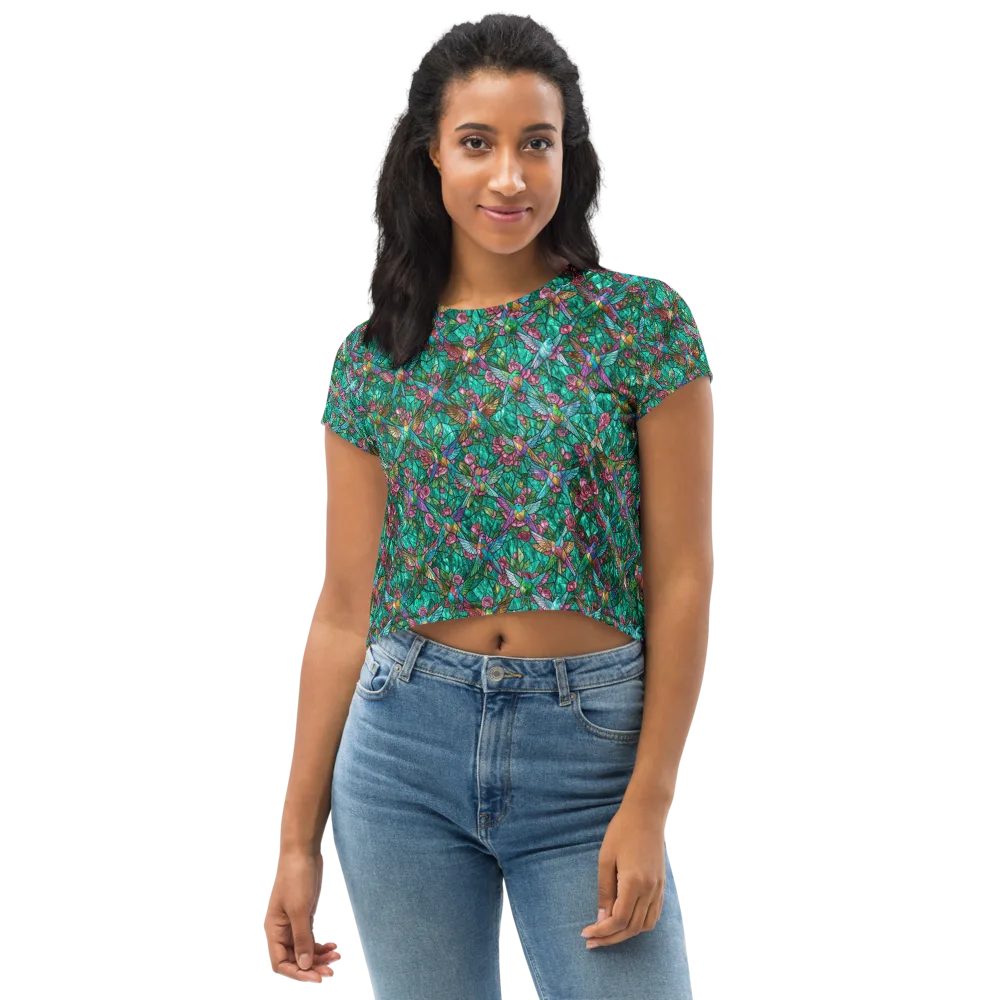 Emerald Aviary on Crop Tee — Front