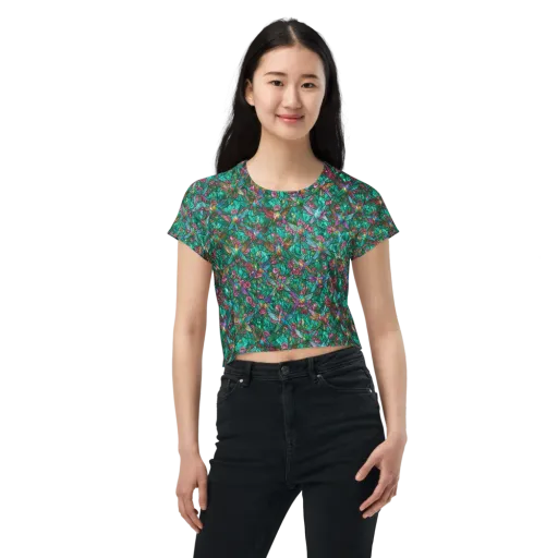 Emerald Aviary on a Crop Tee