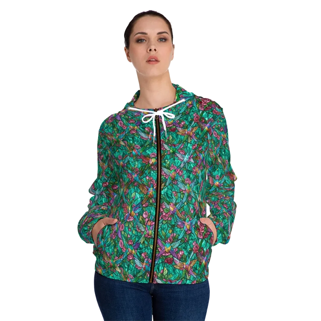 Emerald Aviary on Women's Full-Zip Hoodie — Front On Person