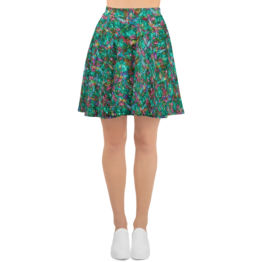 Emerald Aviary on Skater Skirt — Front
