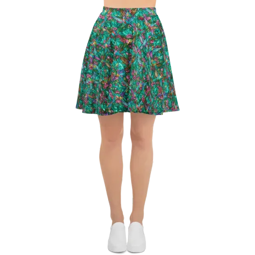 Emerald Aviary on a Skater Skirt