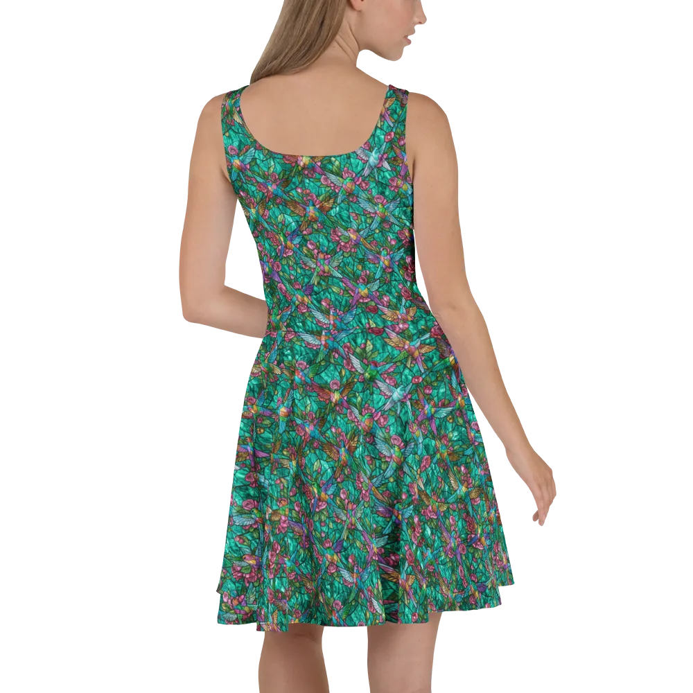 Emerald Aviary on Skater Dress — Back
