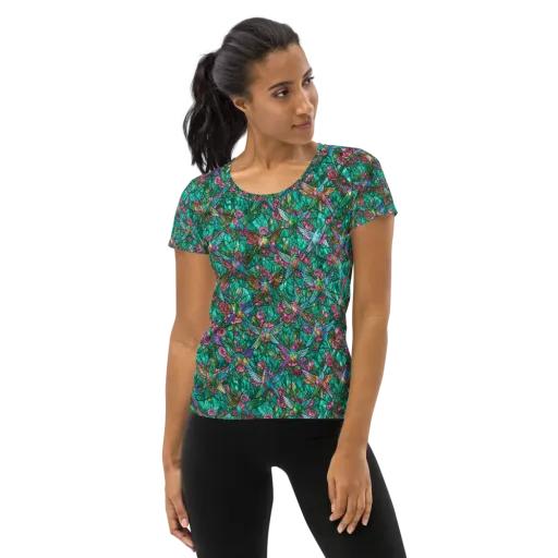 Emerald Aviary on a Women's Athletic T-Shirt