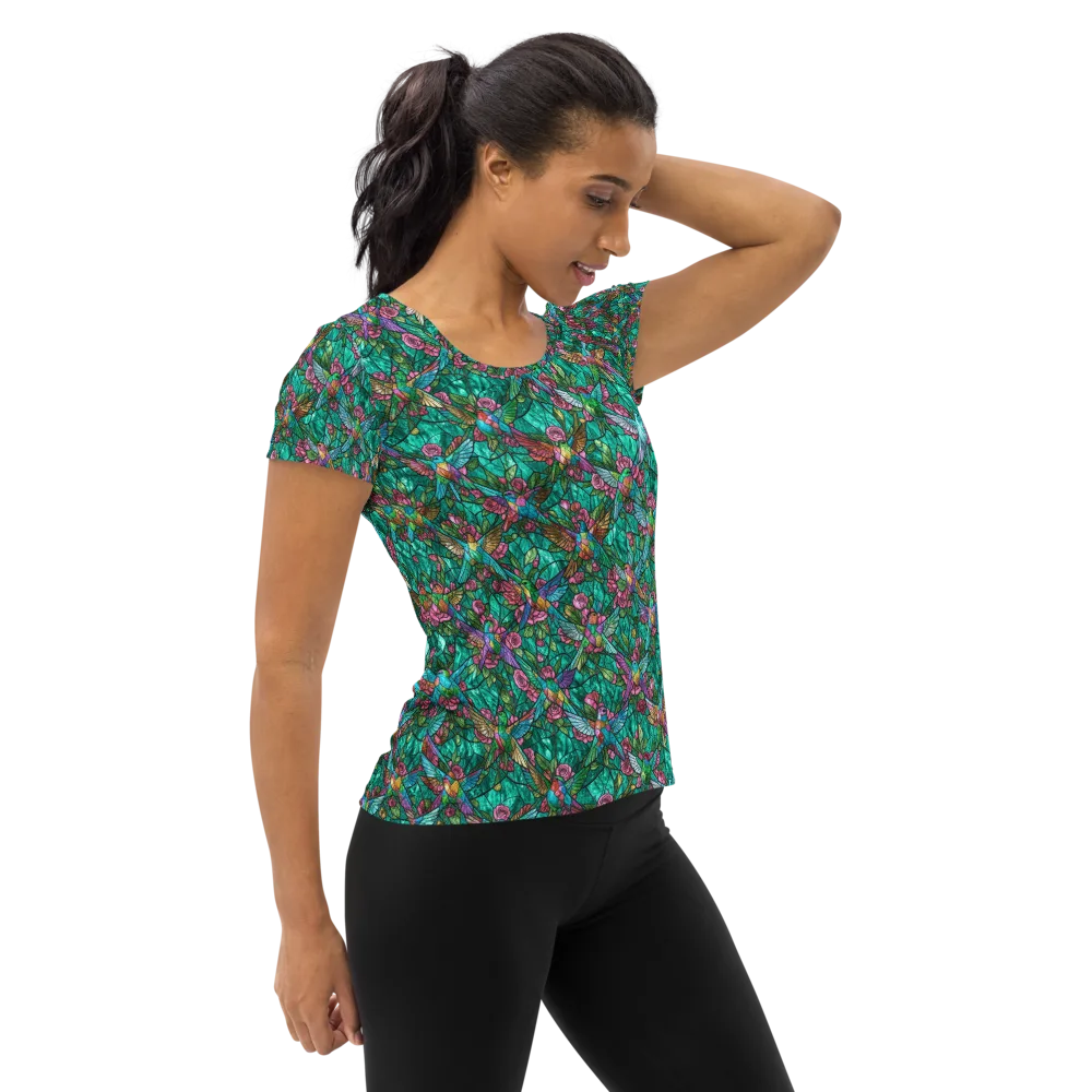 Emerald Aviary on Women's Athletic T-Shirt — Right
