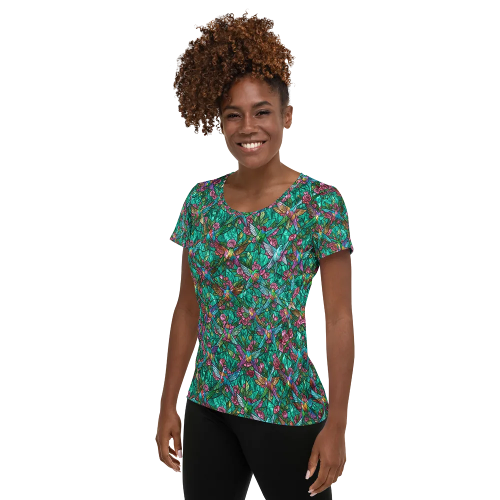 Emerald Aviary on Women's Athletic T-Shirt — Left