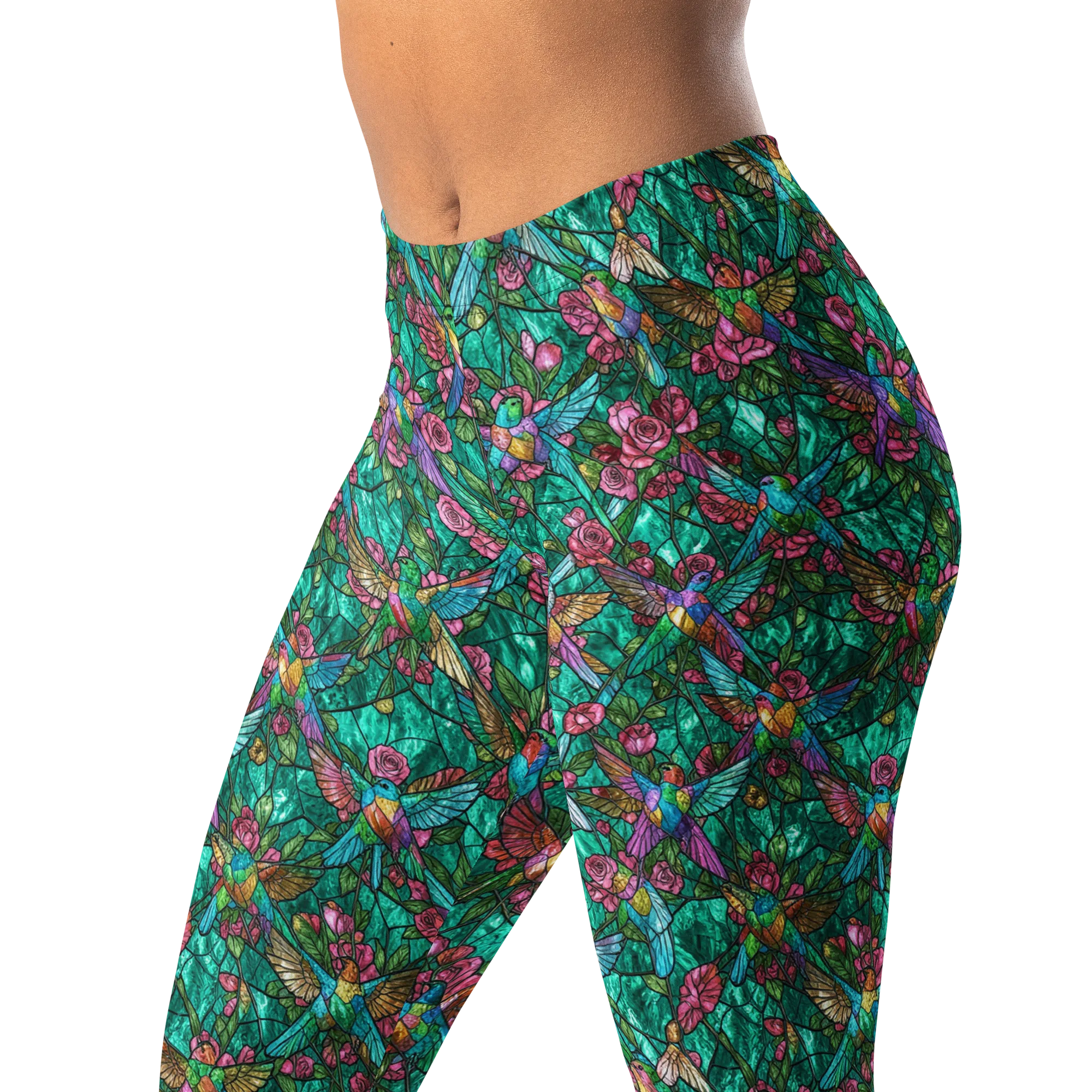 Emerald Aviary on Leggings — Left Front