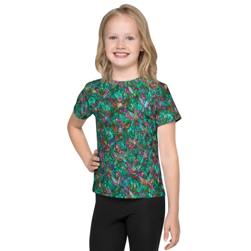Emerald Aviary on a Kids Crew Neck T-Shirt