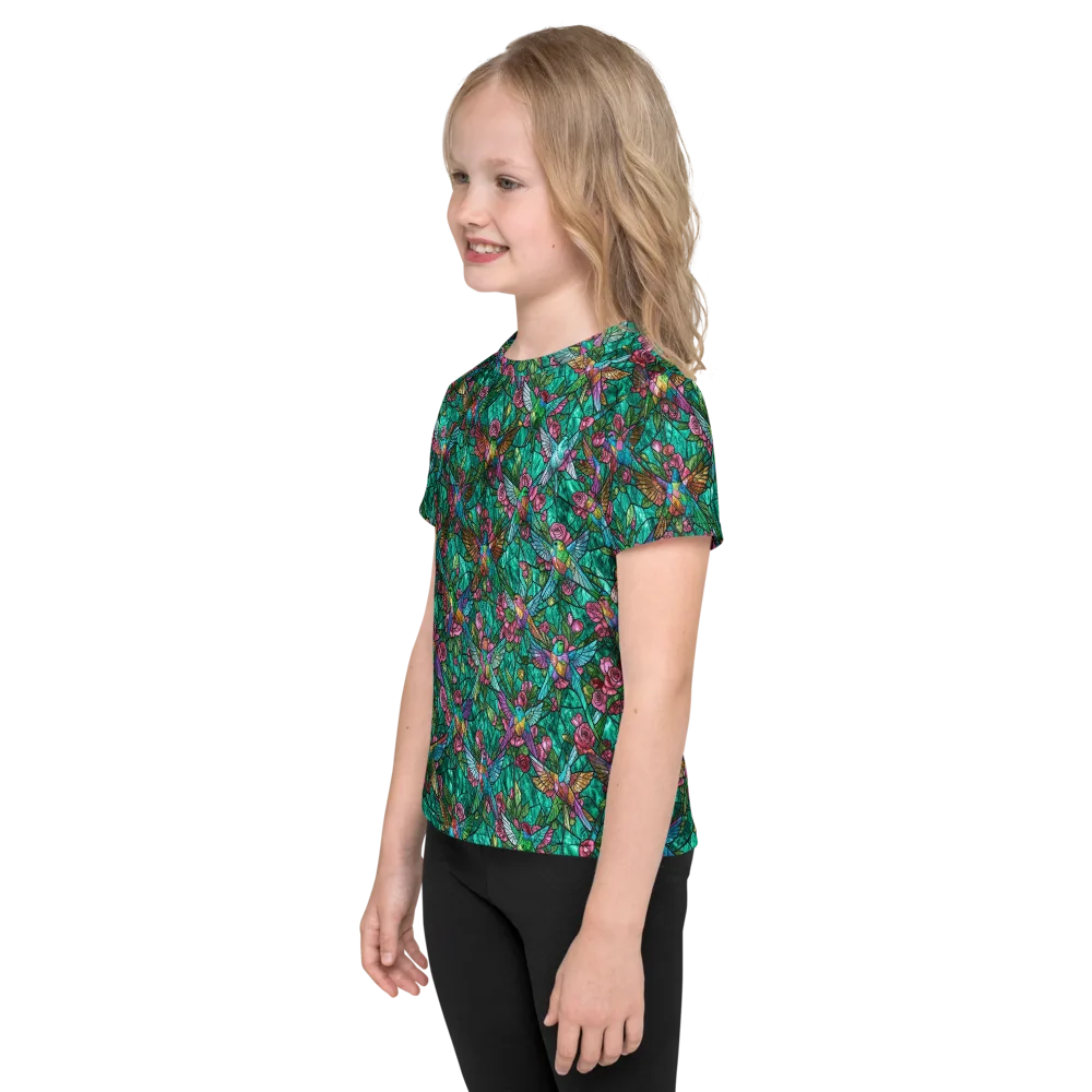 Emerald Aviary on Kids Crew Neck T-Shirt — Left