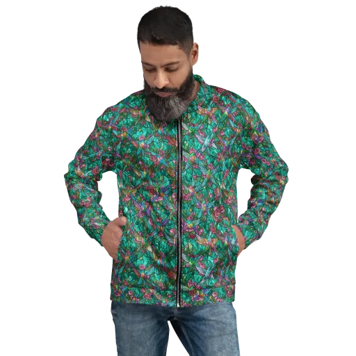 Emerald Aviary on a Bomber Jacket