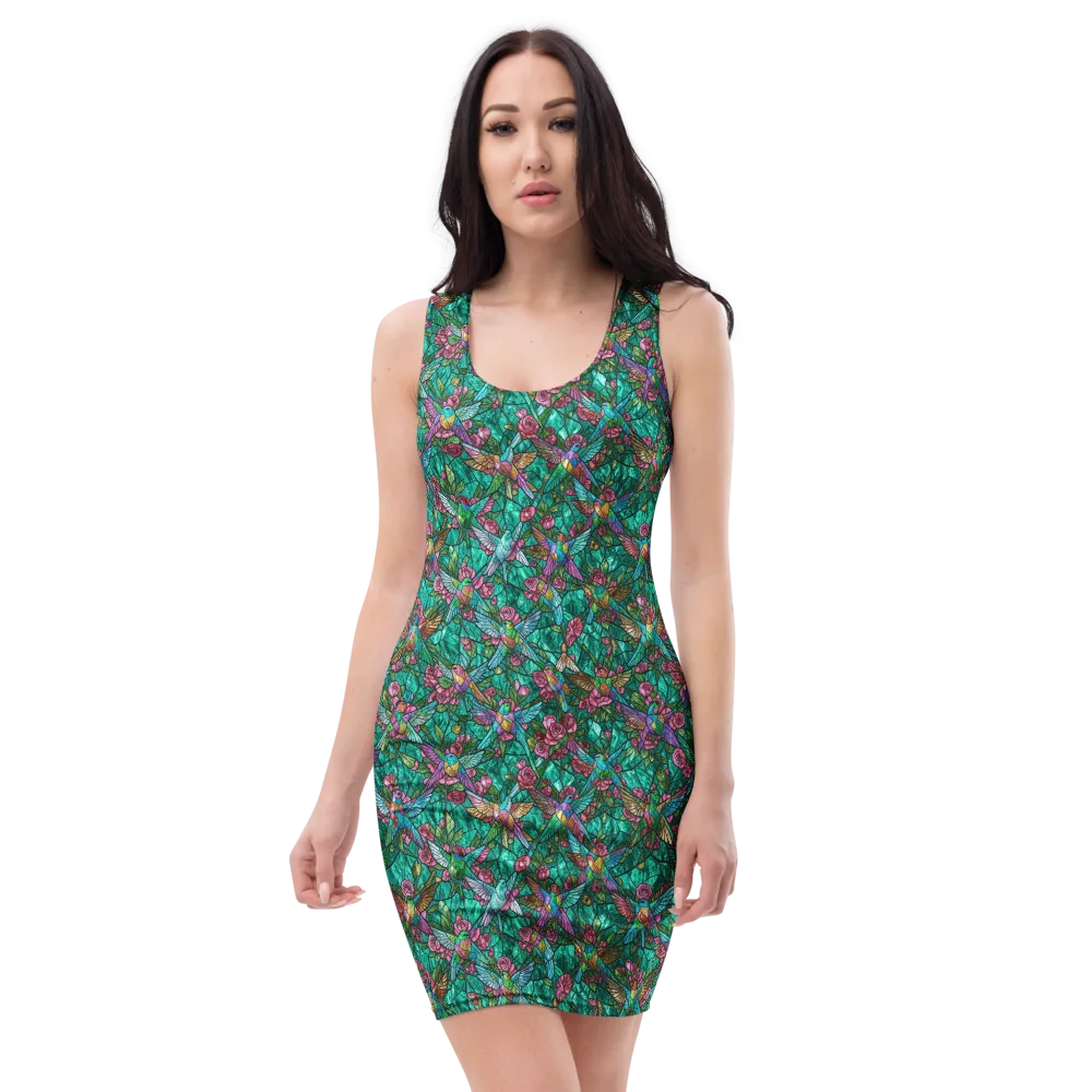 Emerald Aviary on Bodycon Dress — Front