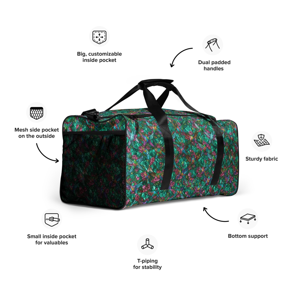 Emerald Aviary on Duffle Bag — Right Front