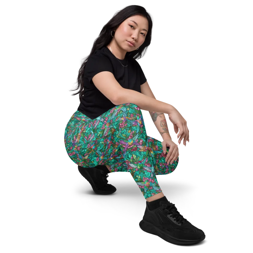 Emerald Aviary on Leggings with Pockets — Right Front