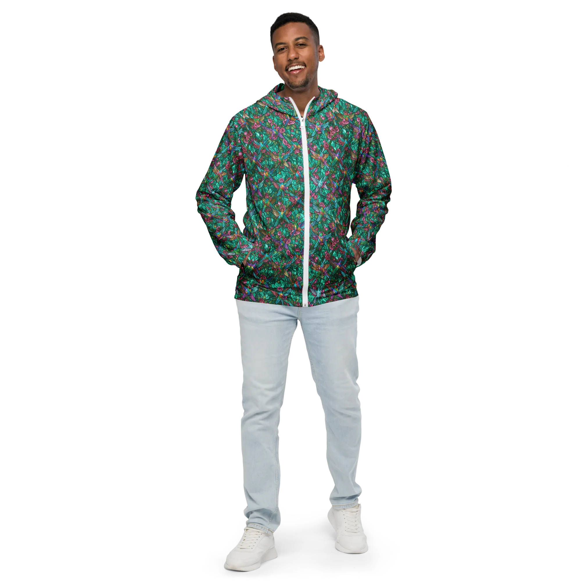 Emerald Aviary on Men's Windbreaker — Front