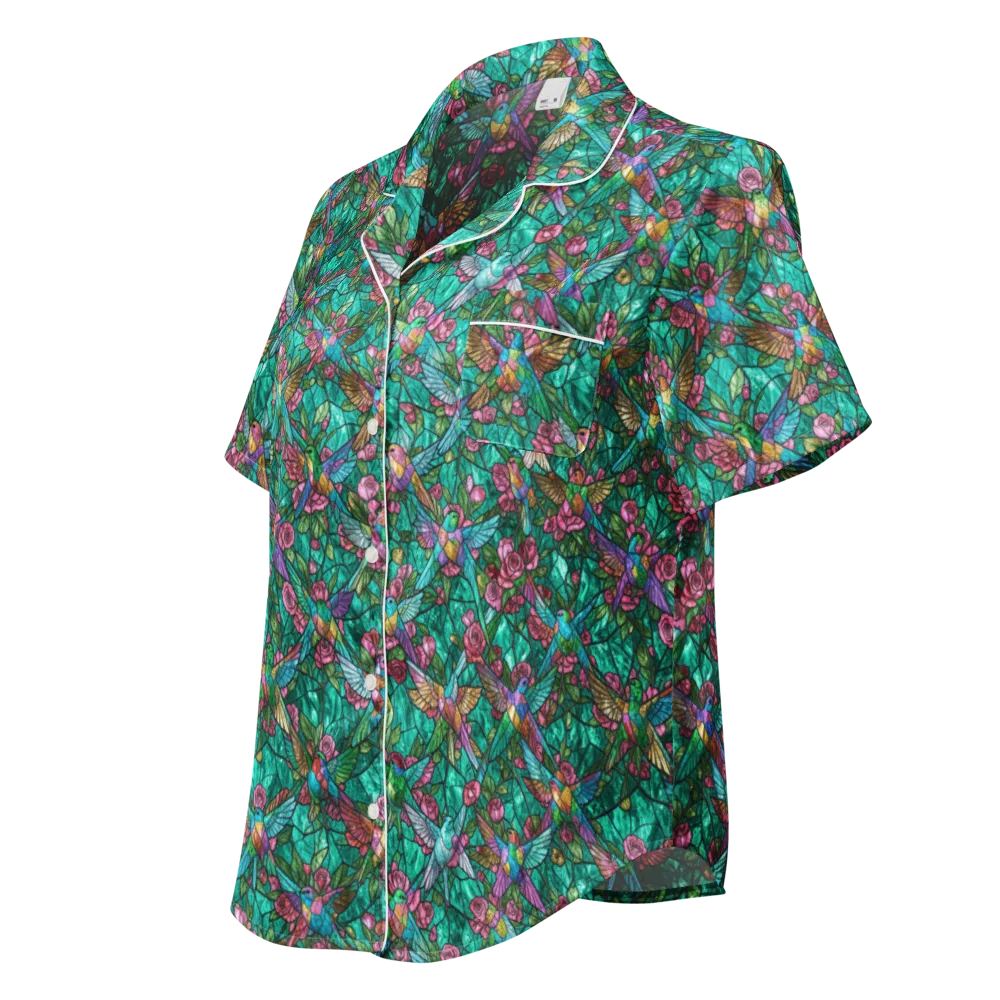 Emerald Aviary on Women's Short Sleeve Pajama Top — Left Front