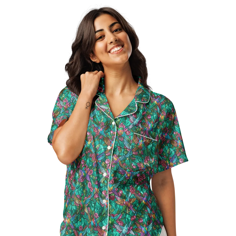 Emerald Aviary on Women's Short Sleeve Pajama Top — Front