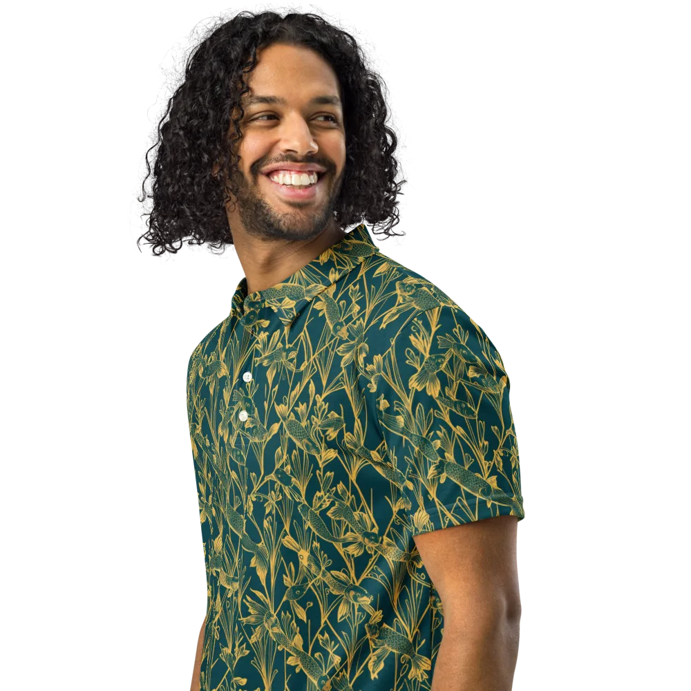 Gilded Pondlife on Men's Slim Fit Polo Shirt — Left Front