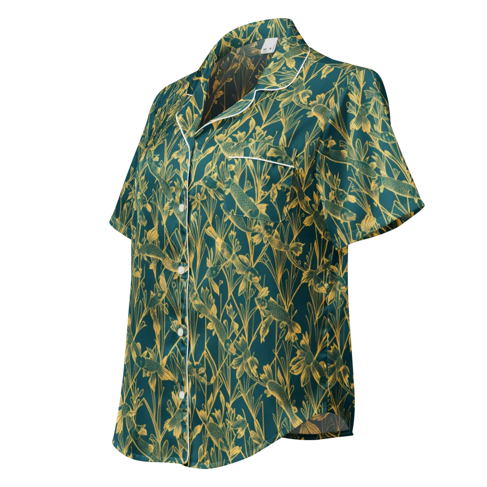 Gilded Pondlife on Women's Short Sleeve Pajama Top — Left Front