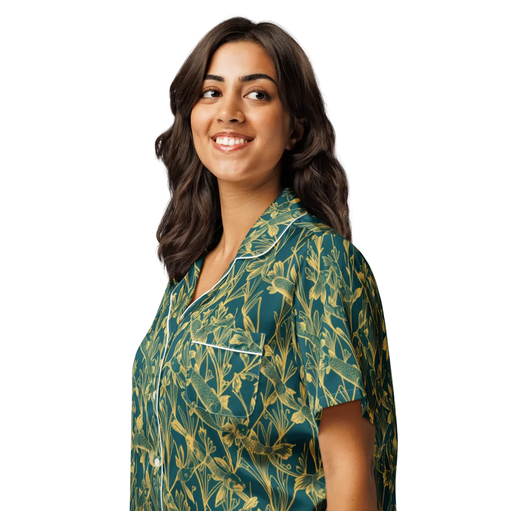 Gilded Pondlife on Women's Short Sleeve Pajama Top — Left Front
