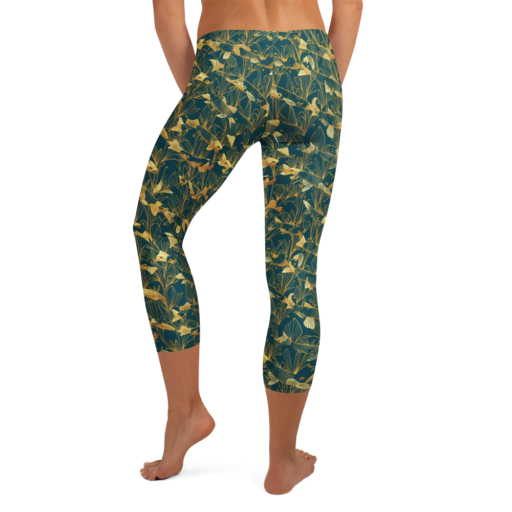 Midnight Pond on Capri Leggings — Back